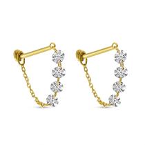 14K Yellow Gold Dashing Diamond Front/Back Chain Earrings