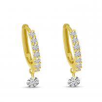 14K Yellow Gold Dashing Diamond Hhuggie Earrings