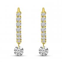 14K Yellow Gold Dashing Diamond Hhuggie Earrings