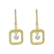14K Yellow Gold Dashing Diamond Portrait Earrings