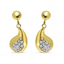 14K Yellow Gold Petite Diamond Teardrop Stud Earrings