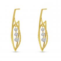 14K Yellow Gold Dashing Diamonds 3D Beaded Earrings