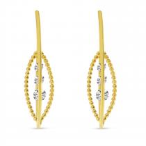 14K Yellow Gold Dashing Diamonds 3D Beaded Earrings