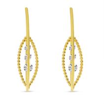 14K Yellow Gold Dashing Diamonds 3D Beaded Earrings