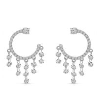 14K White Gold Dashing Diamond Frontal Hoop Earrings