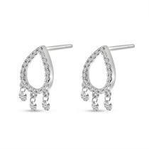 14K White Gold Dashing Diamond Pear Shape Stud Earrings