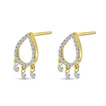 14K Yellow Gold Dashing Diamond Pear Shape Stud Earrings