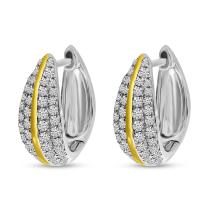 14K Two-Tone Gold Pave Diamond Earrings