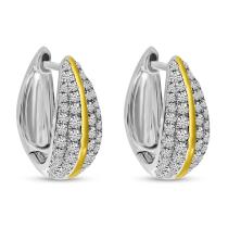 14K Two-Tone Gold Pave Diamond Earrings