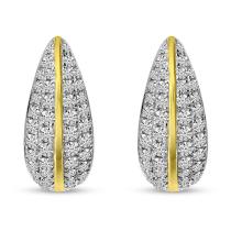14K Two-Tone Gold Pave Diamond Earrings