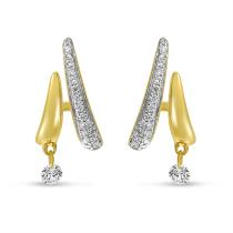 14K Yellow Gold Dashing Diamond Double Huggie Earrings