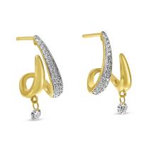 14K Yellow Gold Dashing Diamond Double Huggie Earrings