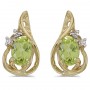 14k Yellow Gold Oval Peridot And Diamond Teardrop Earrings