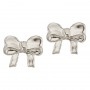 14K White Gold Baby Bow Screwback Earrings