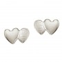 14K White Gold Baby Double Heart Screwback Earrings