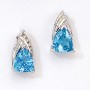 14k White Gold Triangle Stud Gemstone Earrings with Diamonds