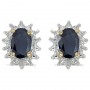 14k Yellow Gold Oval Sapphire And Diamond Earrings