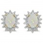 14k Yellow Gold Oval Opal And Diamond Earrings