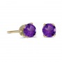 14k Yellow Gold Round Amethyst Stud Earrings