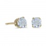 14k Yellow Gold Round Aquamarine Stud Earrings