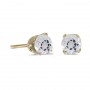 14k Yellow Gold Round White Topaz Stud Earrings