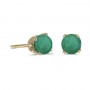 14k Yellow Gold Round Emerald Stud Earrings