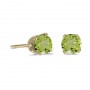 14k Yellow Gold Round Peridot Stud Earrings