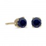 14k Yellow Gold Round Sapphire Stud Earrings