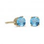 14k Yellow Gold Round Blue Topaz Stud Earrings