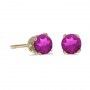 14k Yellow Gold Round Pink Topaz Stud Earrings