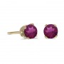 14k Yellow Gold Round Rhodolite Garnet Stud Earrings