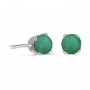 14k White Gold Round Emerald Stud Earrings