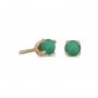 14k Yellow Gold Round Emerald Screw-back Stud Earrings