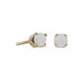 14k Yellow Gold Round Opal Stud Earrings