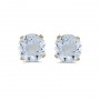 14k Yellow Gold Round Aquamarine Stud Earrings