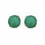 14k Yellow Gold Round Emerald Stud Earrings