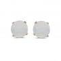 14k Yellow Gold Round Opal Stud Earrings