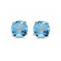 14k Yellow Gold Round Blue Topaz Stud Earrings