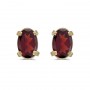 14k Yellow Gold Oval Garnet Earrings