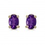 14k Yellow Gold Oval Amethyst Earrings