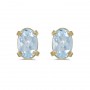 14k Yellow Gold Oval Aquamarine Earrings