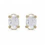 14k Yellow Gold Oval White Topaz Earrings