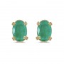 14k Yellow Gold Oval Emerald Earrings