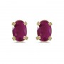 14k Yellow Gold Oval Ruby Earrings