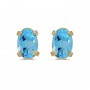 14k Yellow Gold Oval Blue Topaz Earrings