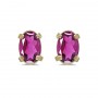 14k Yellow Gold Oval Pink Topaz Earrings