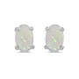 14k White Gold Oval Opal Earrings