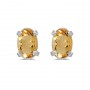 14k White Gold Oval Citrine Earrings