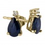 14K Yellow Gold Pear Sapphire and Diamond Stud Earrings