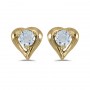 14k Yellow Gold Round Aquamarine Heart Earrings